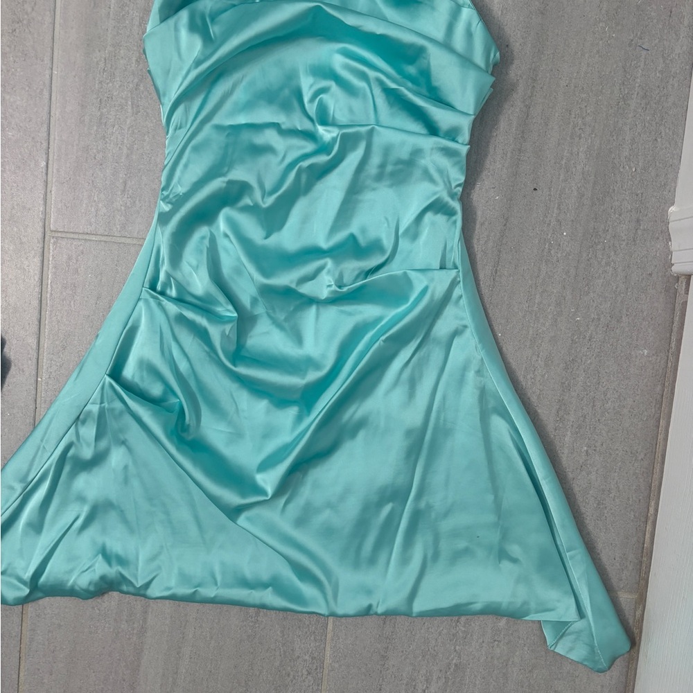 Aqua Satin Dress
